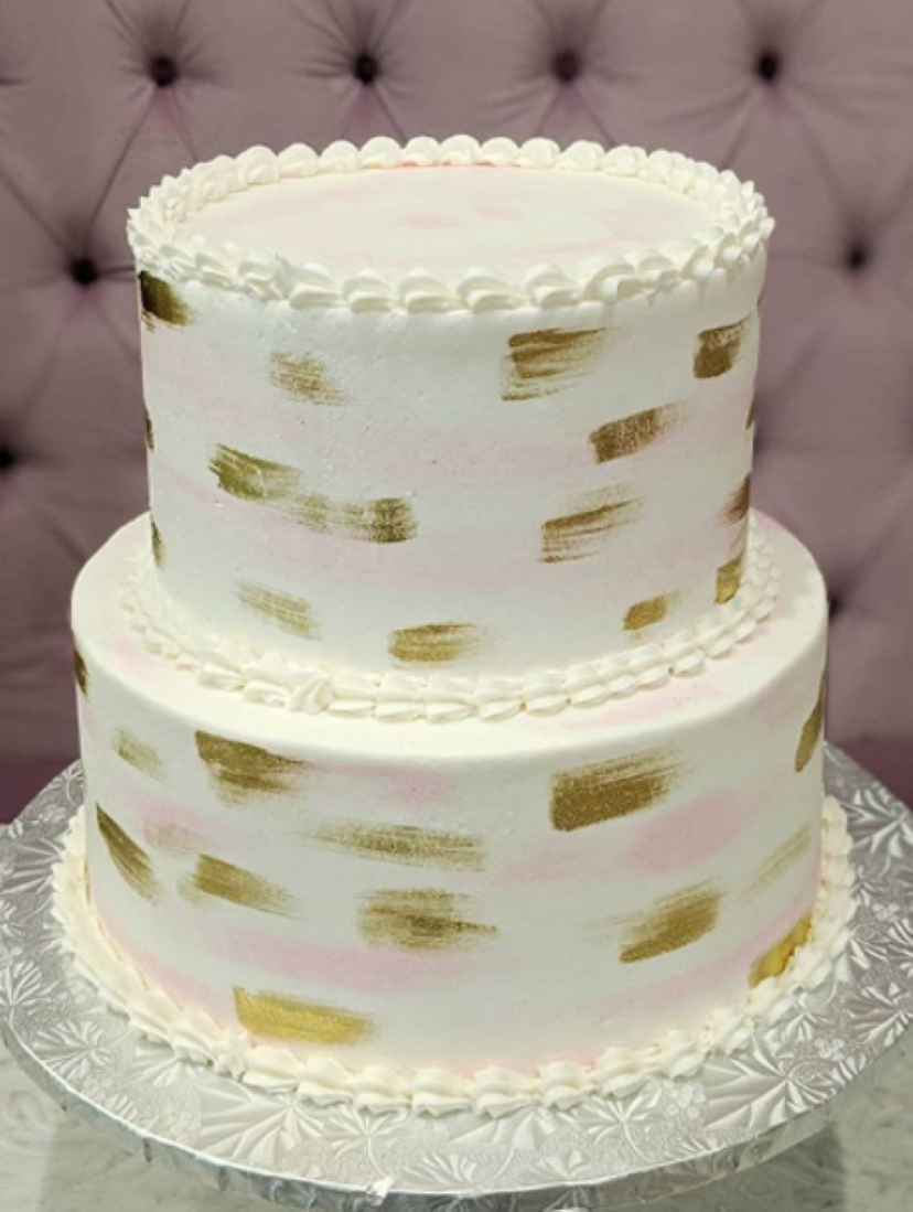 Gold Brush Stroke Wedding Cake